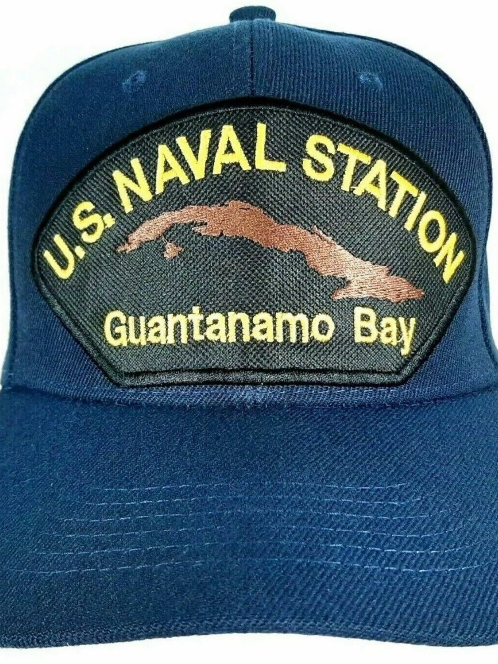 US Naval Station Guantanamo Bay Cuba Embroidered Patch Hat Baseball Cap Blue